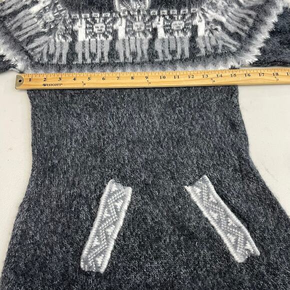 Unbranded gray tunic soft tunic sweater dress knit alpaca print hoodie - Picture 9 of 13